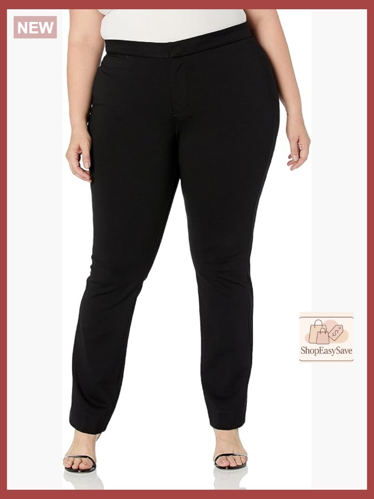 Plus Size Slim Ponte Knit Trouser Pants - Flattering Lift Tuck Technology